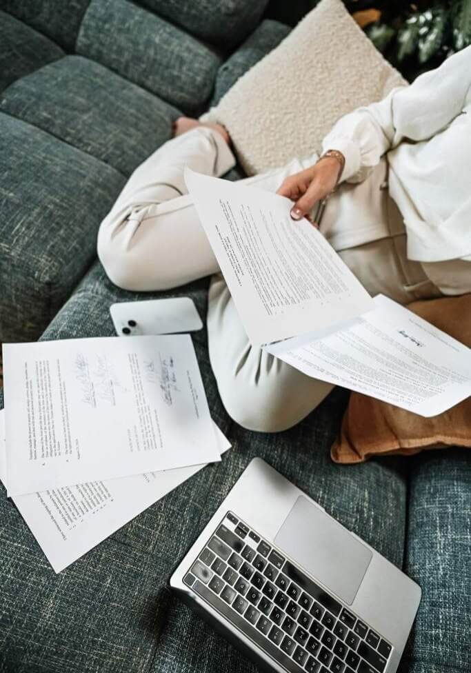 attorney, Marne Pehrson reviewing business succession planning documents