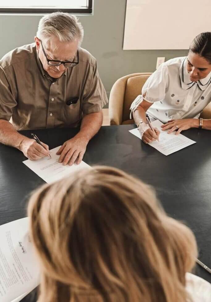 Legacy Bridge Legal clients in meeting with Marne